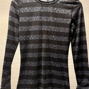 Cuddl Duds Gray and Black Long Sleeve Top